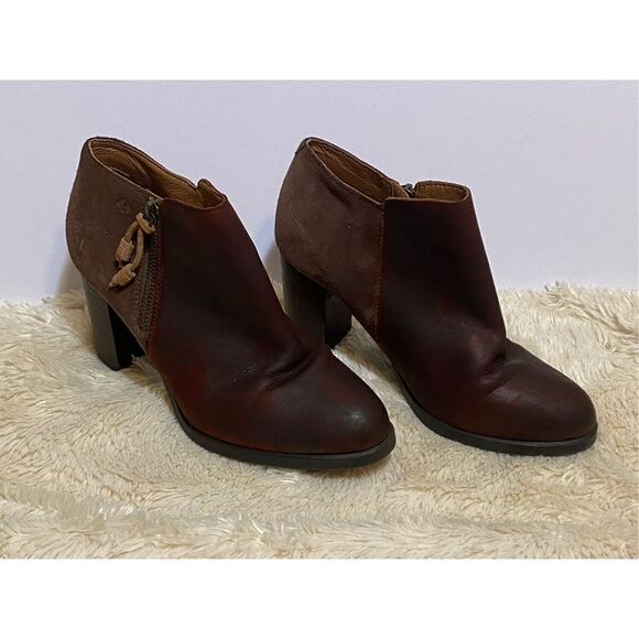 Sperry Women’s Top Sider Ankle Dasher Lillie Side Zip Block Heel Brown Sz 8 - Picture 2 of 8